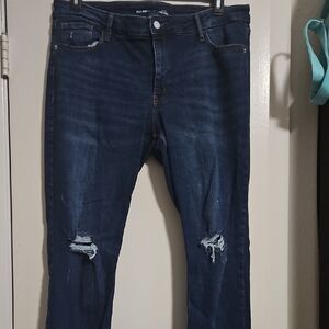 Distressed Blue Jeans Old Navy Plus Mid Rise Super Skinny